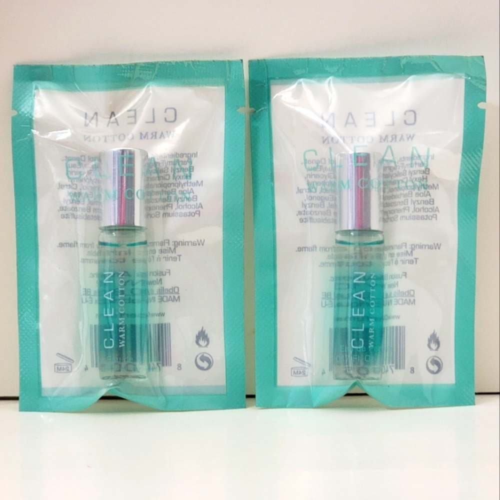 2 PK CLEAN WARM COTTON EAU DE PARFUM MINI ROLLERBALL 0.17 oz SEALED